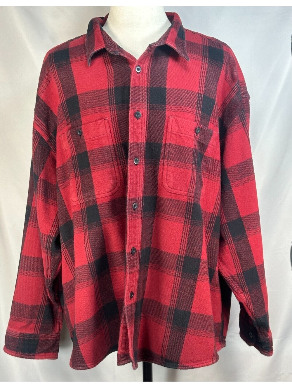Cabelas Logger Flannel Button Up Shacket Red Mens 4XL
